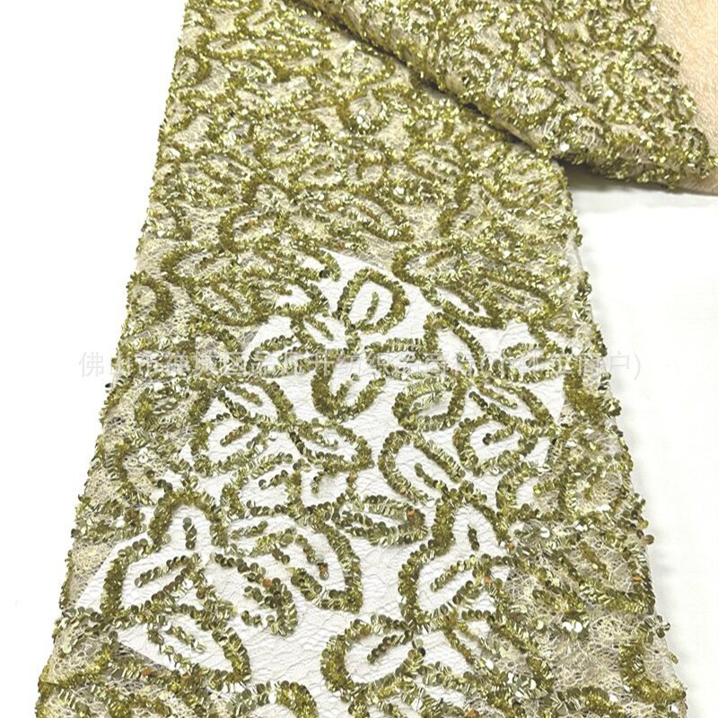 Flores tridimensionales sequinilla tubo de perlas tela de bordado ligera lujo vestido de boda tela de bordado de tela de malla de alto nivel