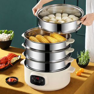 Multifunctional Household Automatic Power-Off Electric Steamer Three or Four Layers Large Capacity Electric Steamer Steamed Bun Steaming Pot Electric Wok