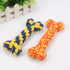 Pet Dog Bone Manufacturer Pet Chew Toy Cotton Rope Woven 17cm Orange Bone Pet Tooth Cleaning Toy Durable Chew