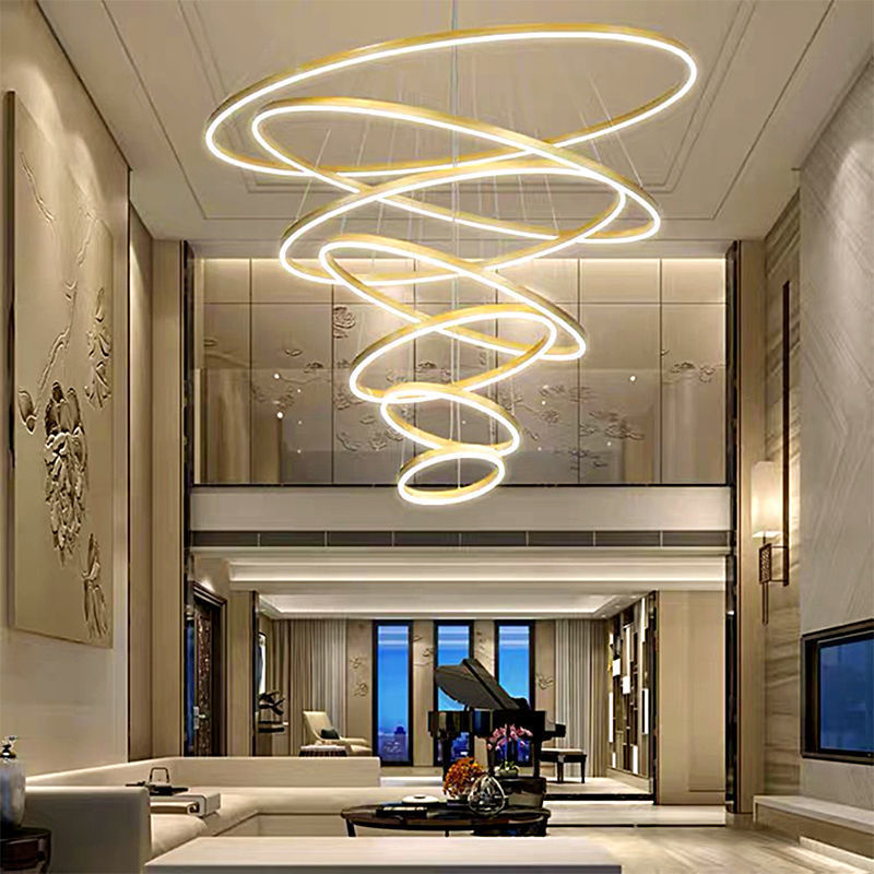 Modern Simple led Living Room Light Light Luxury Nordic Ring Dining Room Bedroom Bar Counter Duplex Building Villa Chandelier