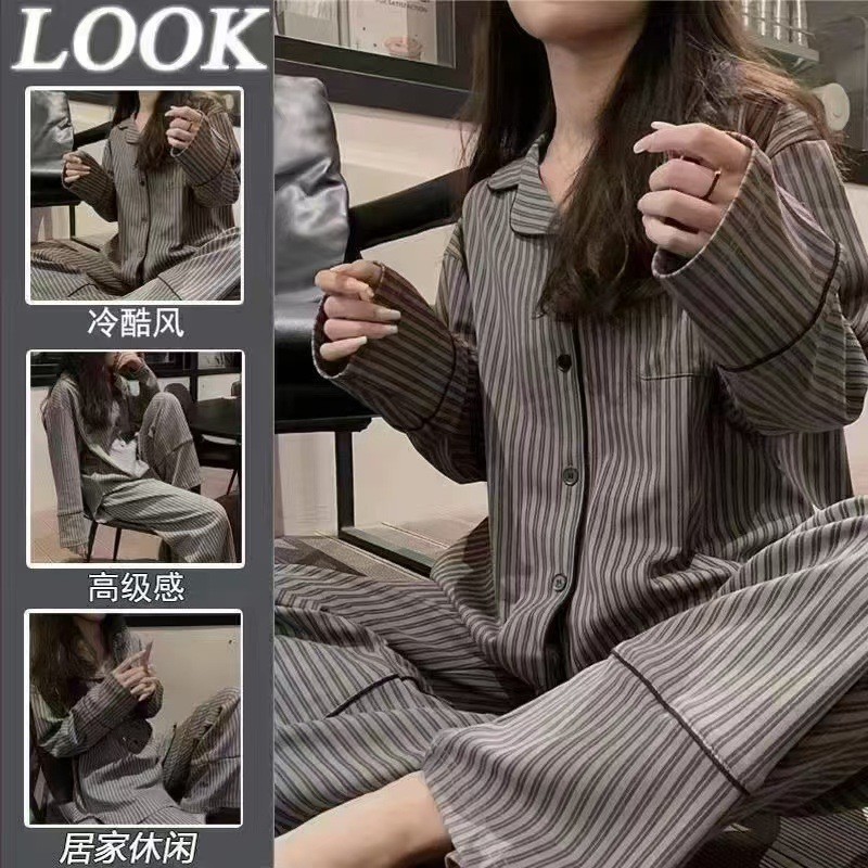 Pijamas femeninos 2025 de encaje estilo coreano manga larga