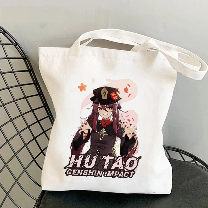 Comercio exterior transfronterizo Genshin Impacto Y2K impresión bolsa de lona Harajuku bolsa de hombro bolsa de moda bolsa de compras