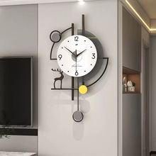 现代轻奢钟表挂钟客厅高级感简约创意时钟高颜值装饰表挂墙免打孔