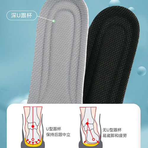 Honeycomb double shock-absorbing sports breathable soft insoles for men and women, sweat-absorbent, anti-deodorant, military training, thickened elastic insoles