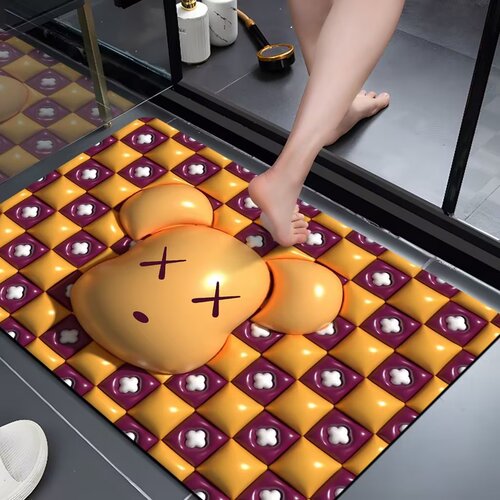 3D three-dimensional expansion ins wind violent bear bathroom diatom mud absorbent mat bathroom non-slip mat toilet foot mat