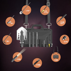 Multifunctional Collapsible Military Spade Outdoor Camping Garden Car Travel Self-defense Flashlight Military Spade Set