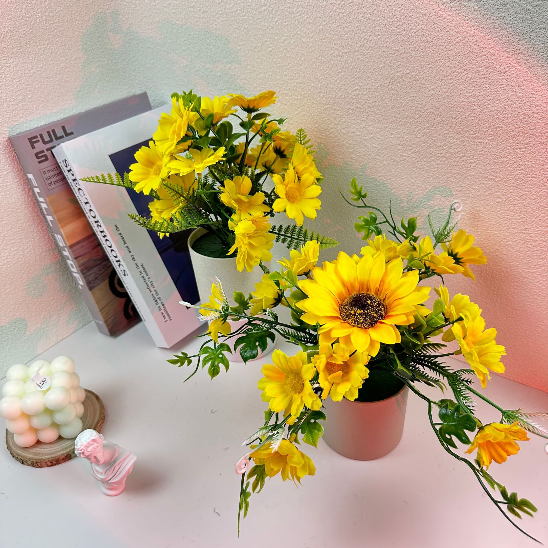 Sunflower artificial flowers chrysanthemum home decor for living room dining table flower art decoration, bedroom photo prop