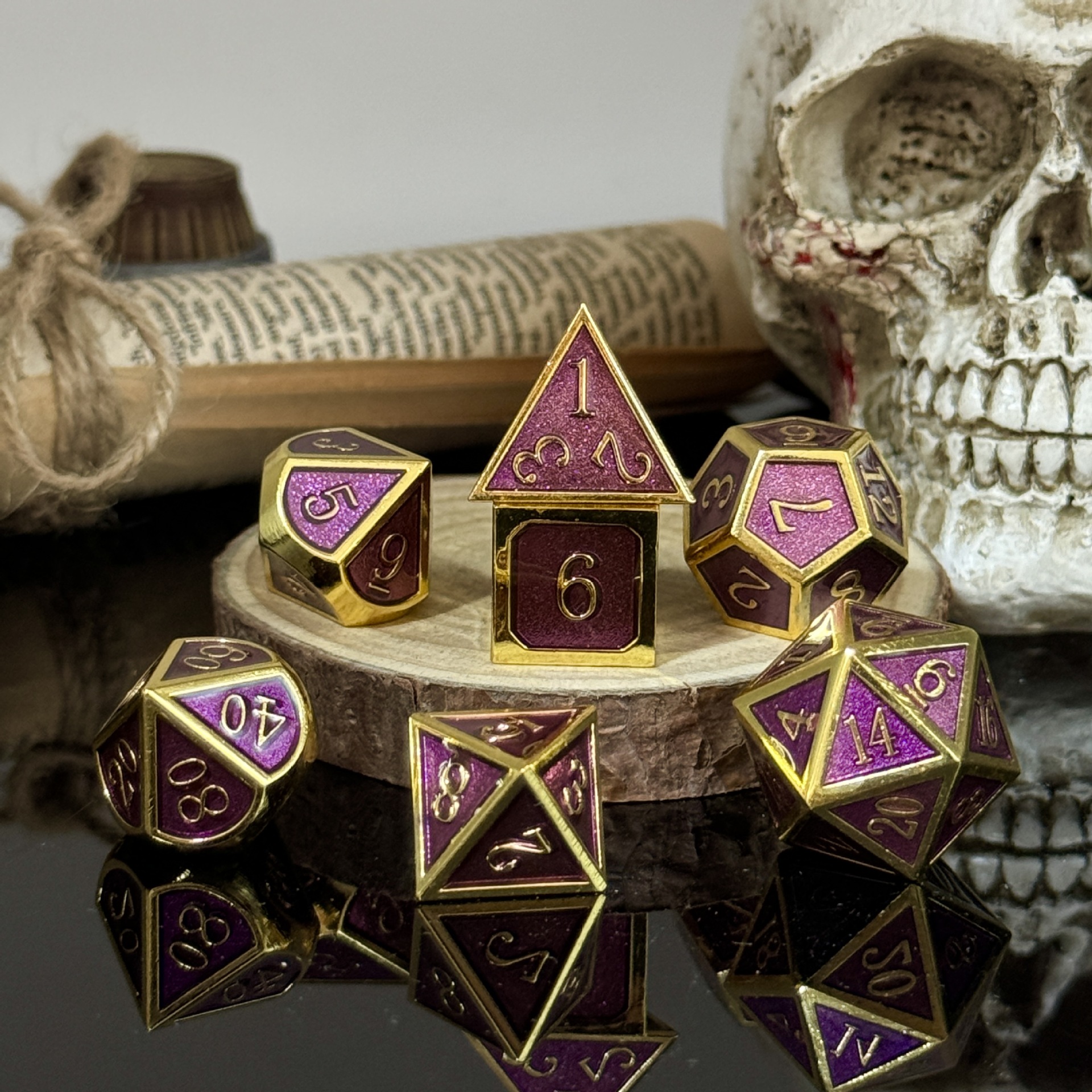 Dados de metal dnd dragón y mazmorras juego de mesa juego de dados sólidos trpg running ground poliedro cromado