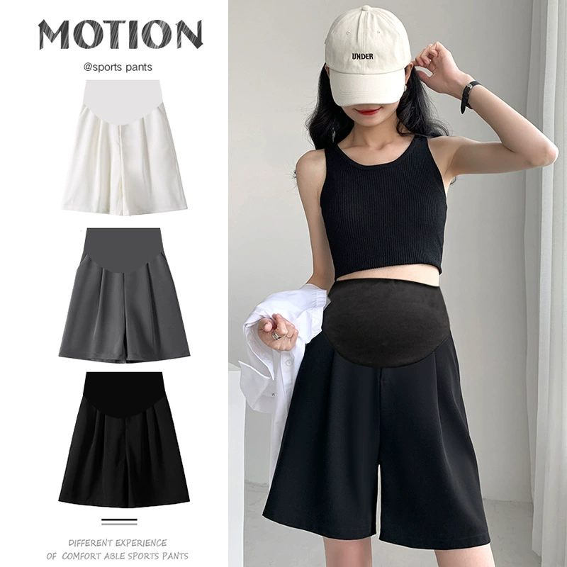 Шорты для беременных, летняя одежда, тонкий пятиточечный костюм с высокой талией, прямые свободные повседневные брюки больших размеров, леггинсы