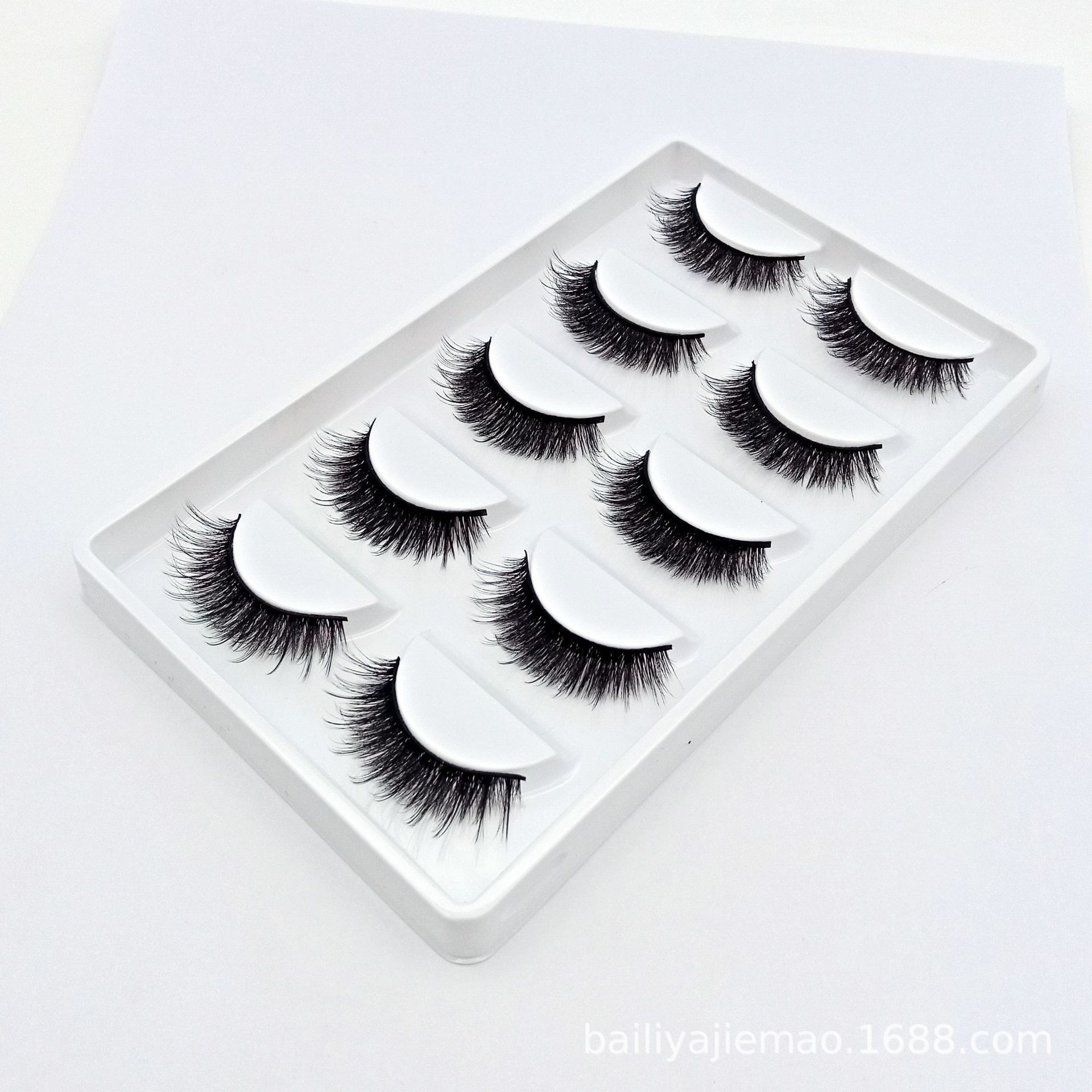 5 pares de pestañas de fibra química 3D gruesas transfronterizas suministro cruzado desorden natural simulación europea y americana pestañas falsas