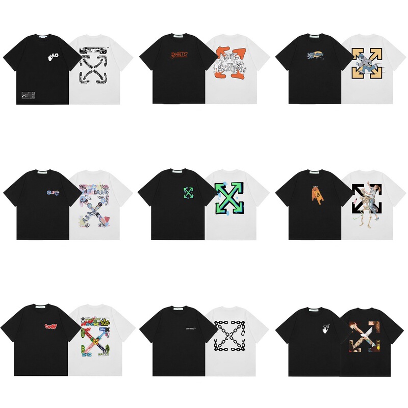 Cross-border hair 2024 summer new trend off-white high quality men's and women's T-shirt printing