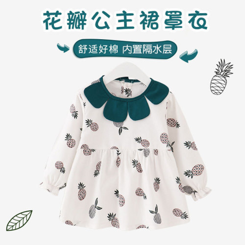 New Baby Eating Covering Gown for Girls, Painting Apron, Waterproof Back Wear Gown, Long Sleeve Covering Gown for Autumn and Winter
