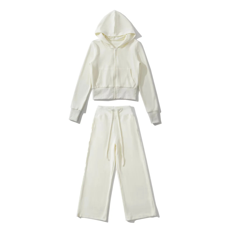 Hot Girl Casual Sports Suit Autumn Hooded Zipper Slim Short Sweatshirt Jacket High-Waisted Straight-Leg Sweatpants for Women Hot Girl Casual Sports Suit Autumn Hooded Zipper Slim Short Sweatshirt Jacket High-Waisted Straight-Leg Sweatpants for Women