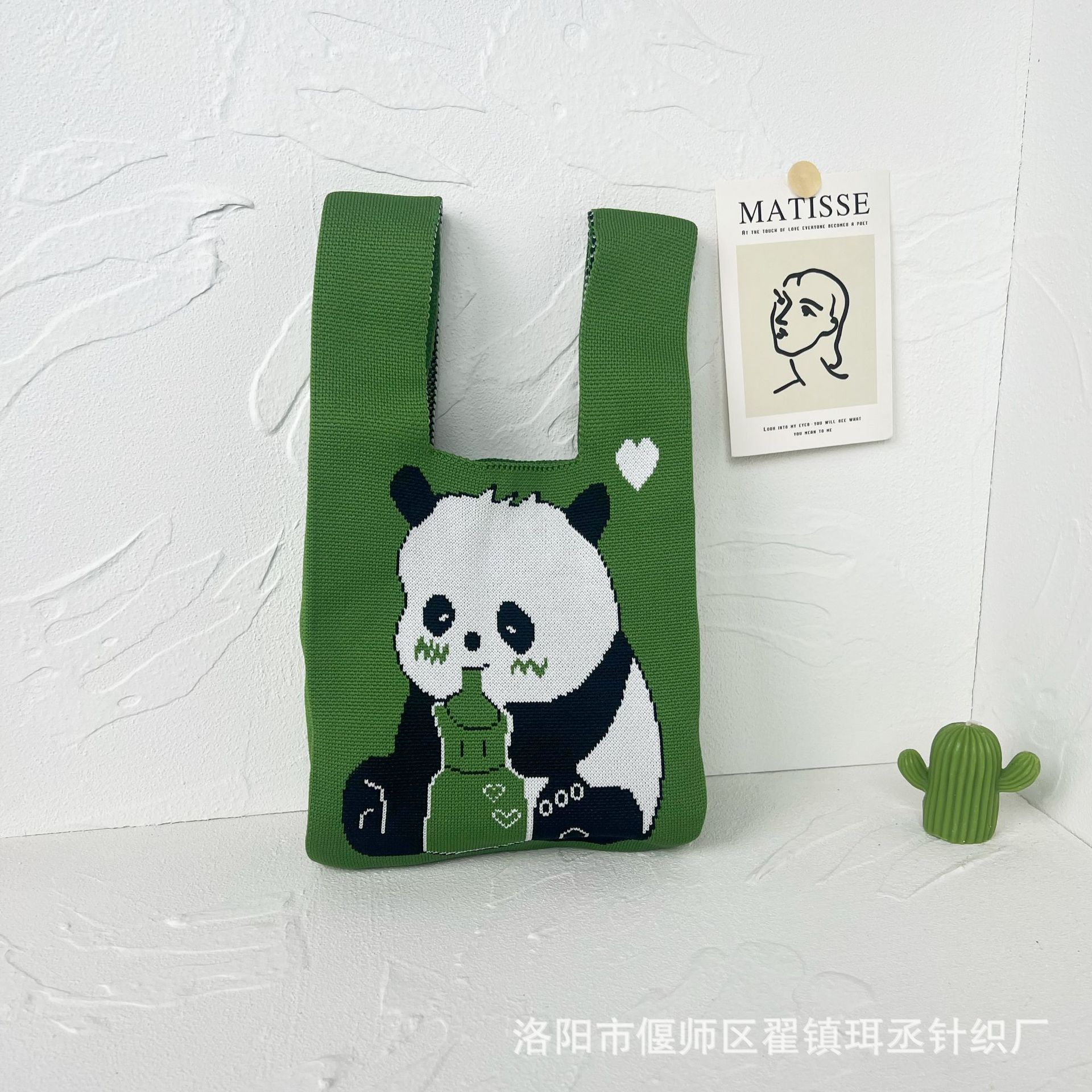 Bolso de punto transfronterizo bolso de punto para mujer bolso de muñeca de todo fósforo bolso Tote bolso tejido de poliéster bolso panda