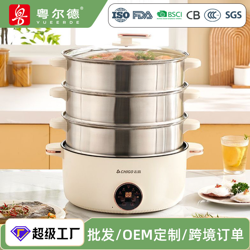 Yuerde Direct Supply Chigo Electric Steamer Household Kitchen Multi-layer Steamer Electric Pot Automatic Heat Preservation Steaming Electric Hot Pot