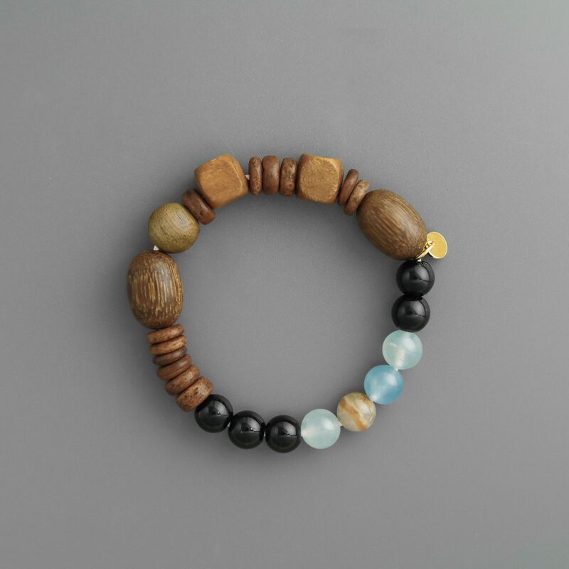 Zixiu Jelly Sea Series Island Bracelet Autumn and Winter New Chinese Style Black Agate Agarwood Beaded Bracelet