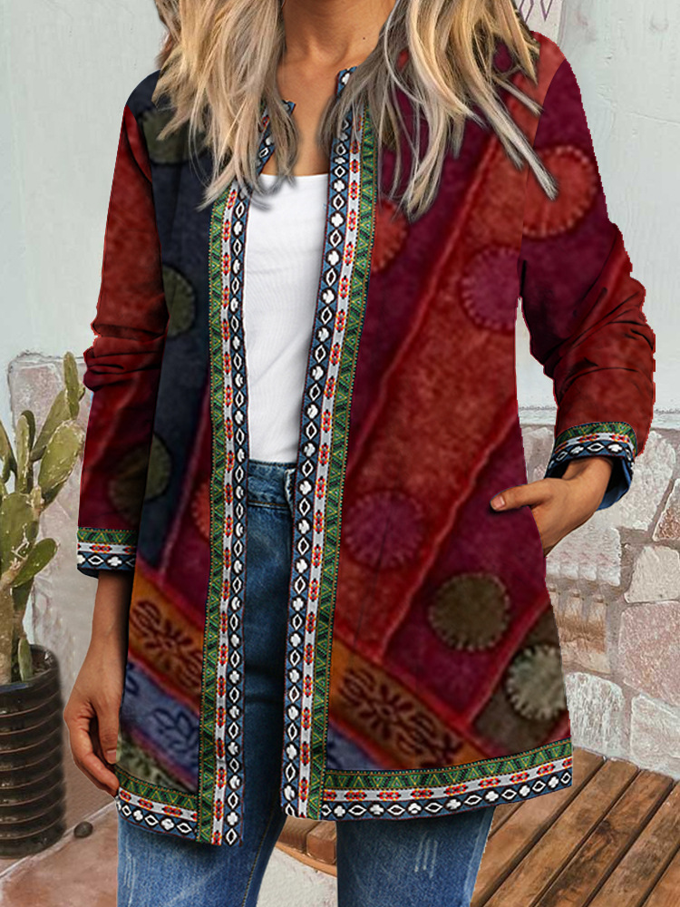 Demi-season retro ethnic long-sleeve