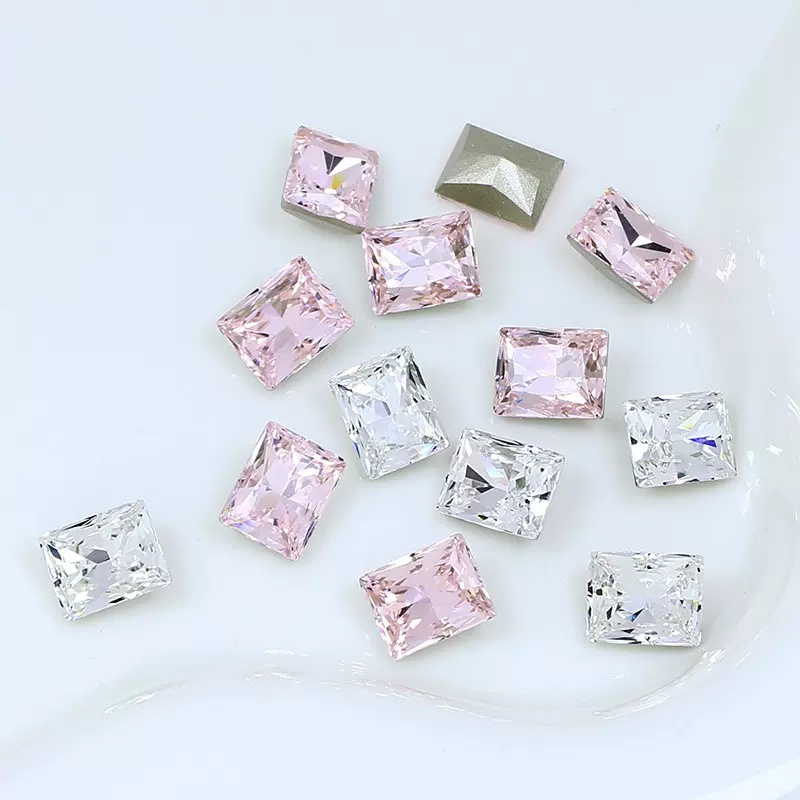 东洲美甲钻10*8冰花切尖底钻长方形玻璃钻饰品配件超闪美甲饰品