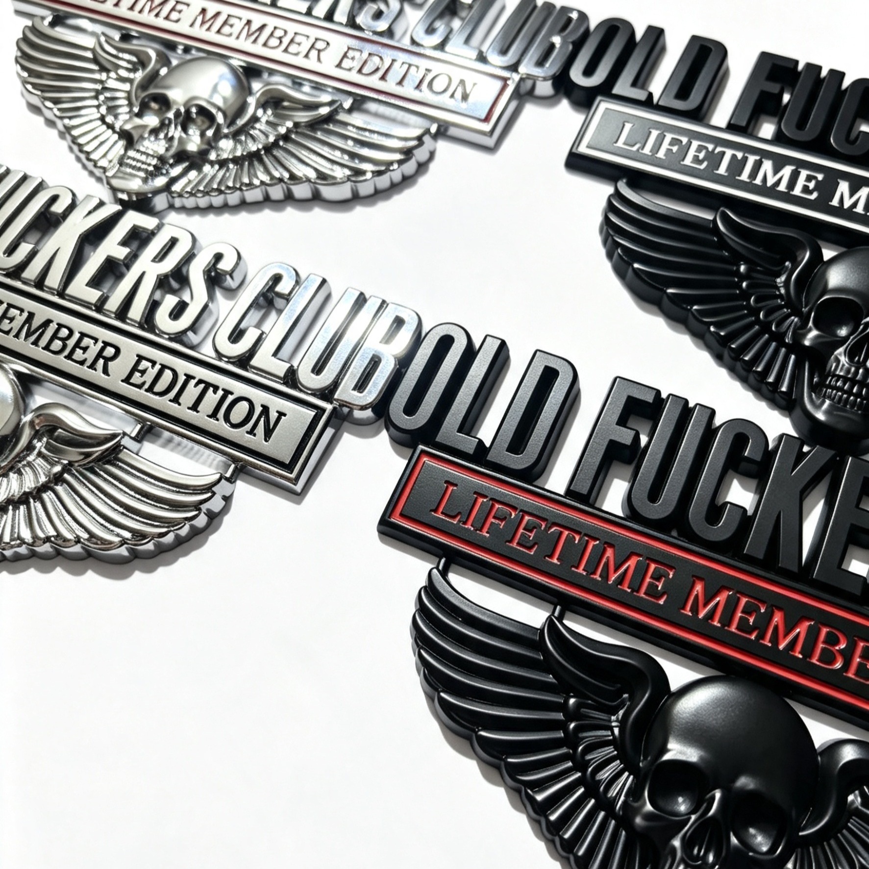 Manufacturer wholesale cross-border new popular product oldfuckersclub skull zinc alloy metal modified car body sticker