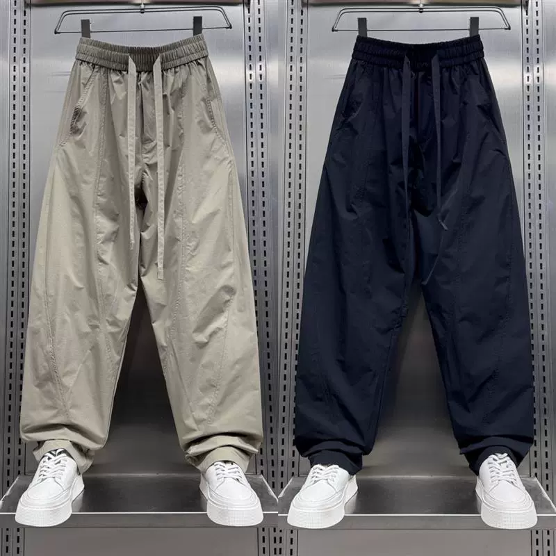 Летние тонкие мужские свободные брюки-карго в стиле пэчворк, модные сетчатые дышащие однотонные повседневные брюки Scimitar, 2025 г.