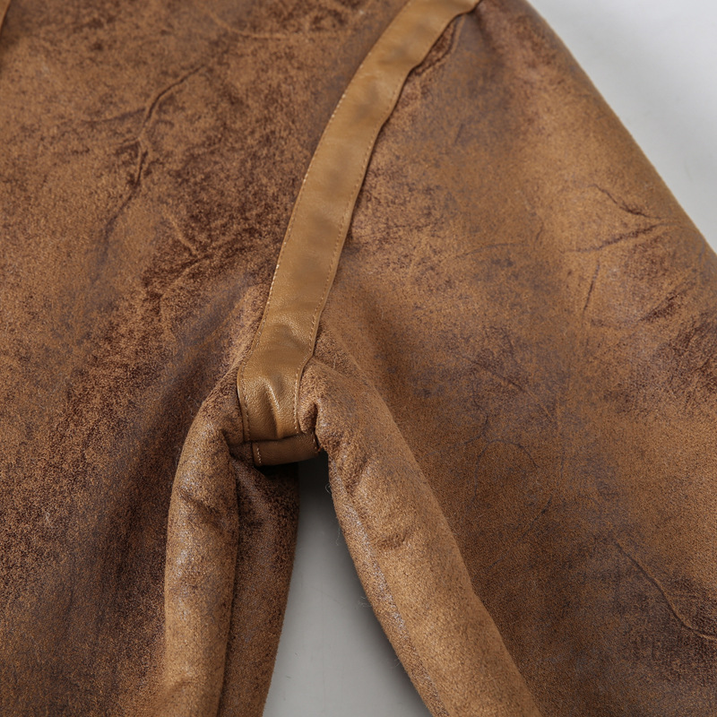 boy Men's Turn-Down Collar Lamb Wool Plus Size Cross-Border Thickened Warm Motorcycle Jacket Retro European And American_voghion.com