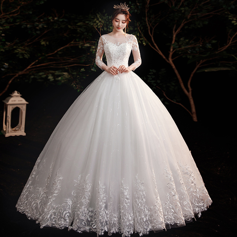 Mid-Length Sleeve Wedding Dress 2026 New Style for Brides, Off-Shoulder, Floor-Length, French-Style Light Tulle, Petite Court Style, Wholesale Mid-Length Sleeve Wedding Dress 2026 New Style for Brides, Off-Shoulder, Floor-Length, French-Style Light Tulle, Petite Court Style, Wholesale