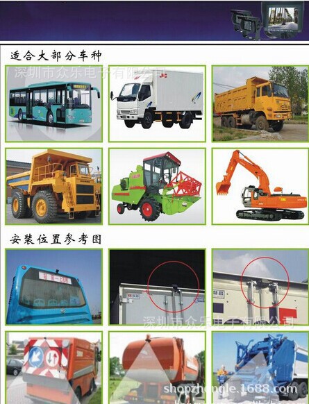 Forklift Harvester 7inch Vehicle-Mounted Digital Wireless Reversing Image Display Camera Vehicle Hd Monitoring Dvr