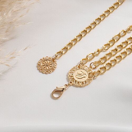 European and American Cross-border Accessory Fashion Retro Ethnic Body Chain Alloy Sunflower Disk Aluminum Chain Waist Chain for Women