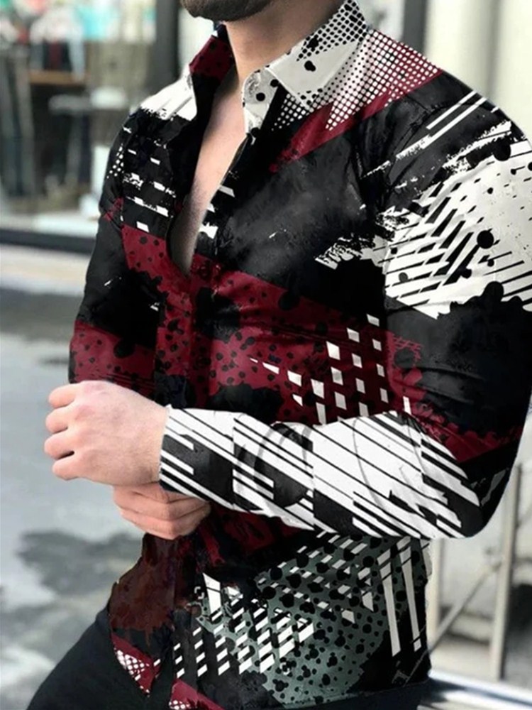 Comercio exterior transfronterizo 2022 AliExpress estación independiente primavera y otoño nuevo europeo y americano camisa de manga larga impresa casual de los hombres más tamaño