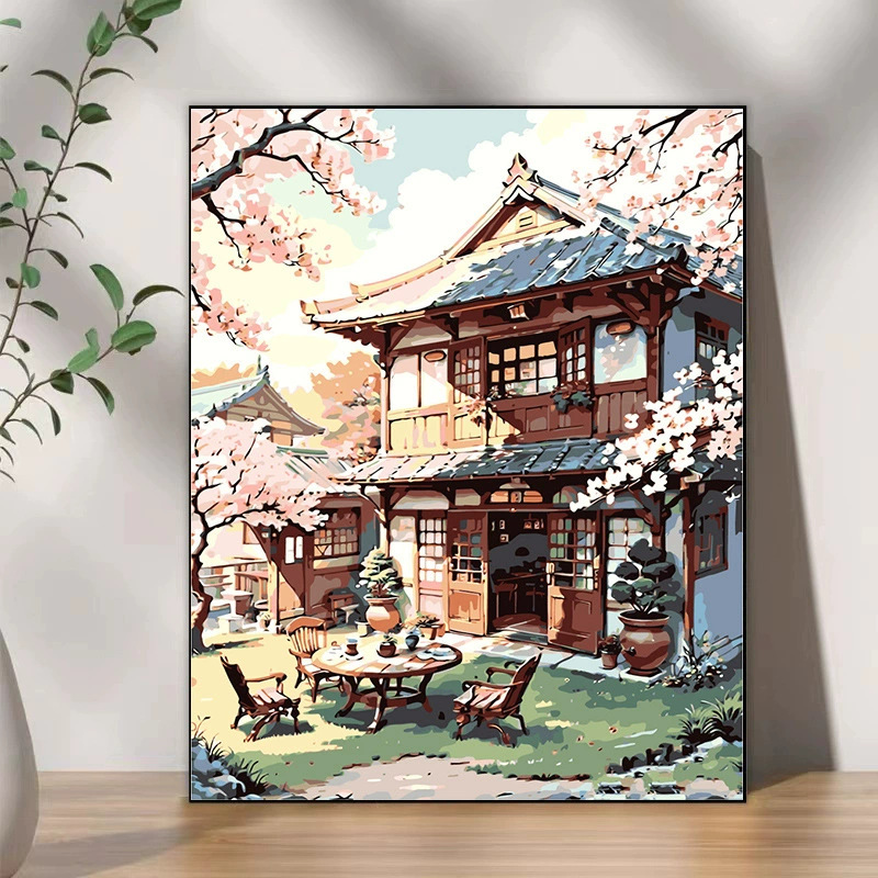 Pintura al óleo digital DIY paisaje floral pintada a mano pintada al óleo pintada decoración de la sala de estar pintada colgante de alta calidad pintura descomprimida image 33
