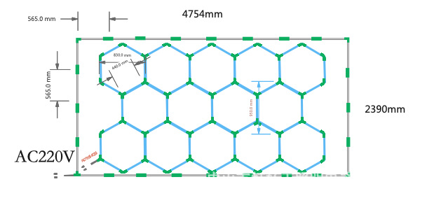 Lámpara de nido de abeja de 565 tubos al por mayor transfronteriza, taller de reparación de automóviles, techo de sala de lavado de automóviles, película sin polvo, lámpara de estación de belleza para automóviles