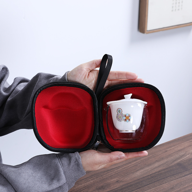 Travel Tea Set Portable One Pot Three Cups Quick Cup Outdoor Portable Bag Kung Fu Teapot Tea Cup Drinking Tea