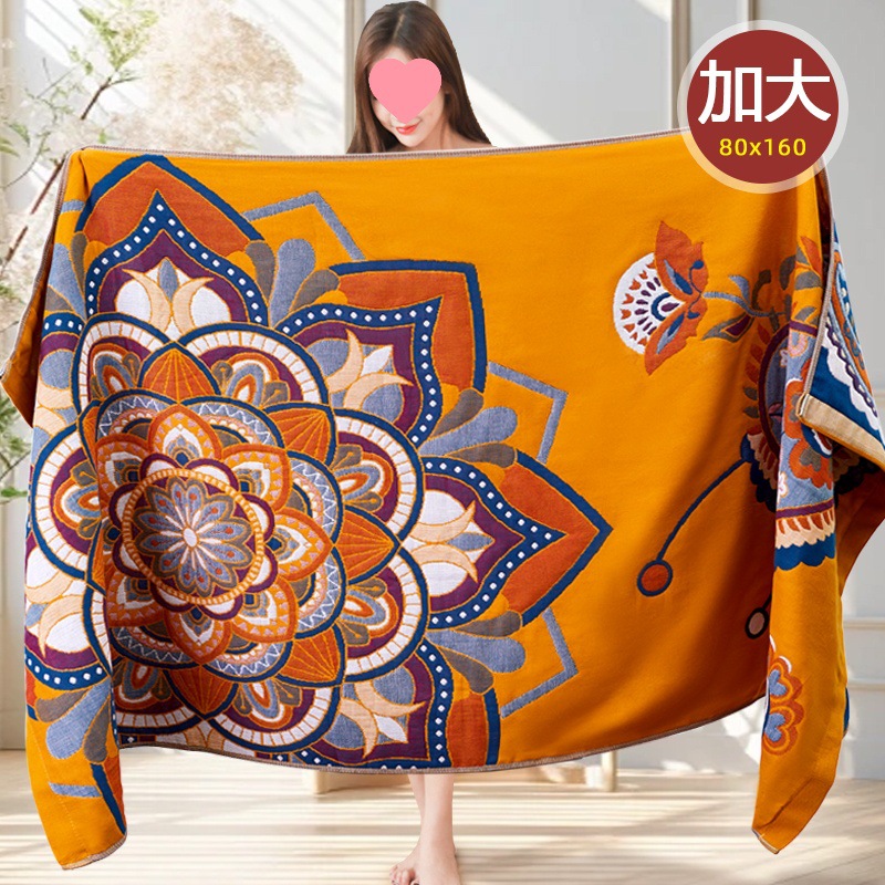 Quick dry big cotton gauze bath towel for home use