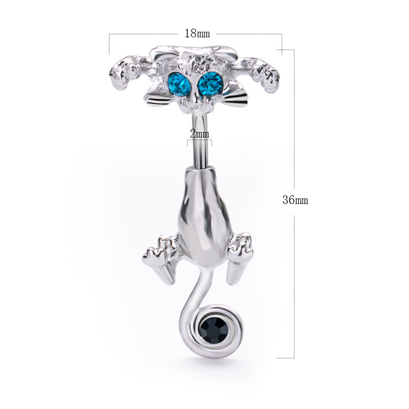 Belly Button Ring Navel Stud With Rhinestone In Stainless Steel_voghion.com