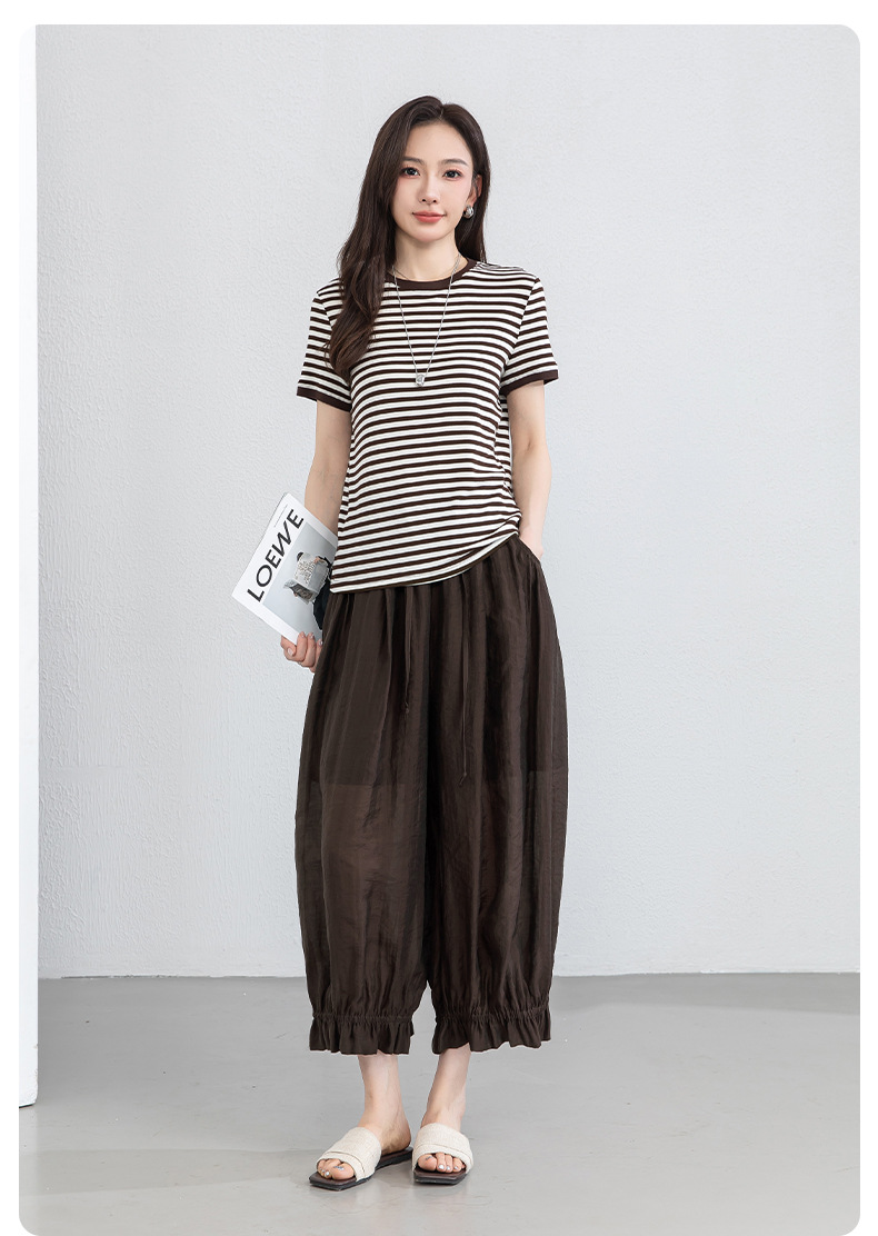 Quần culottes nữ ống rộng cạp chun co giãn, chất liệu Lyocell thoáng mát, dáng hoa tulip che khuyết điểm — màu đen chi tiết 24