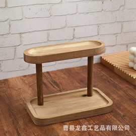 桌面双层杂物木质收纳架化妆品木制储物架简约调料瓶实木置物架