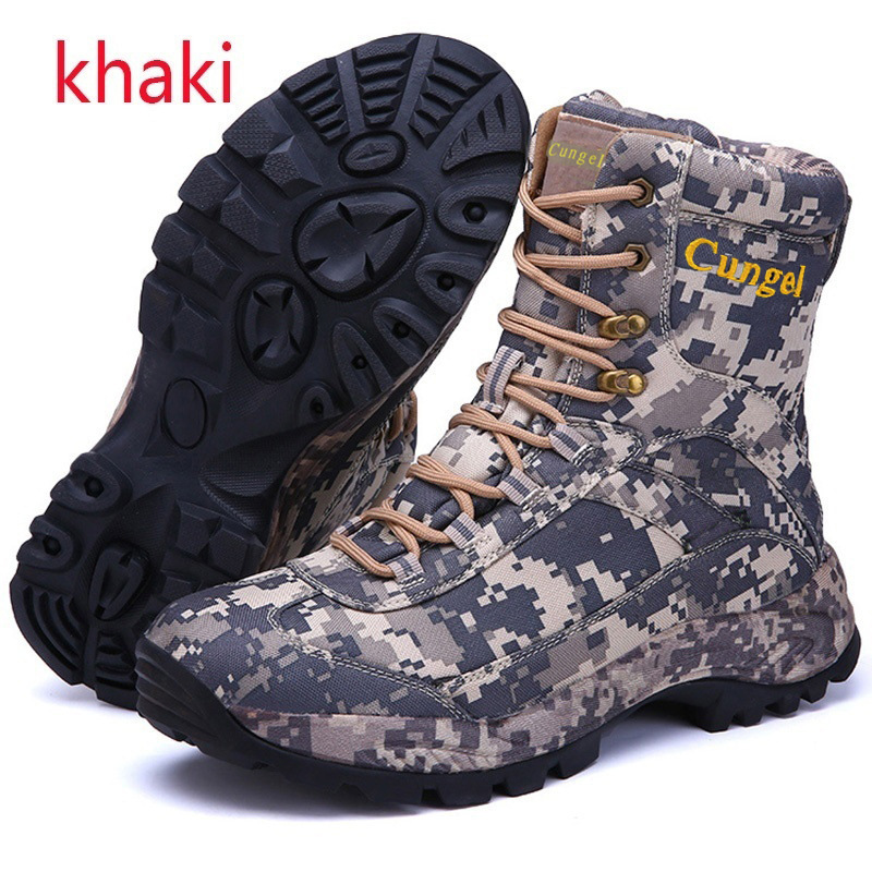 Fábrica de botas de combate al aire libre de otoño y invierno, botas tácticas altas y altas, botas de arena para hombres y mujeres image 9
