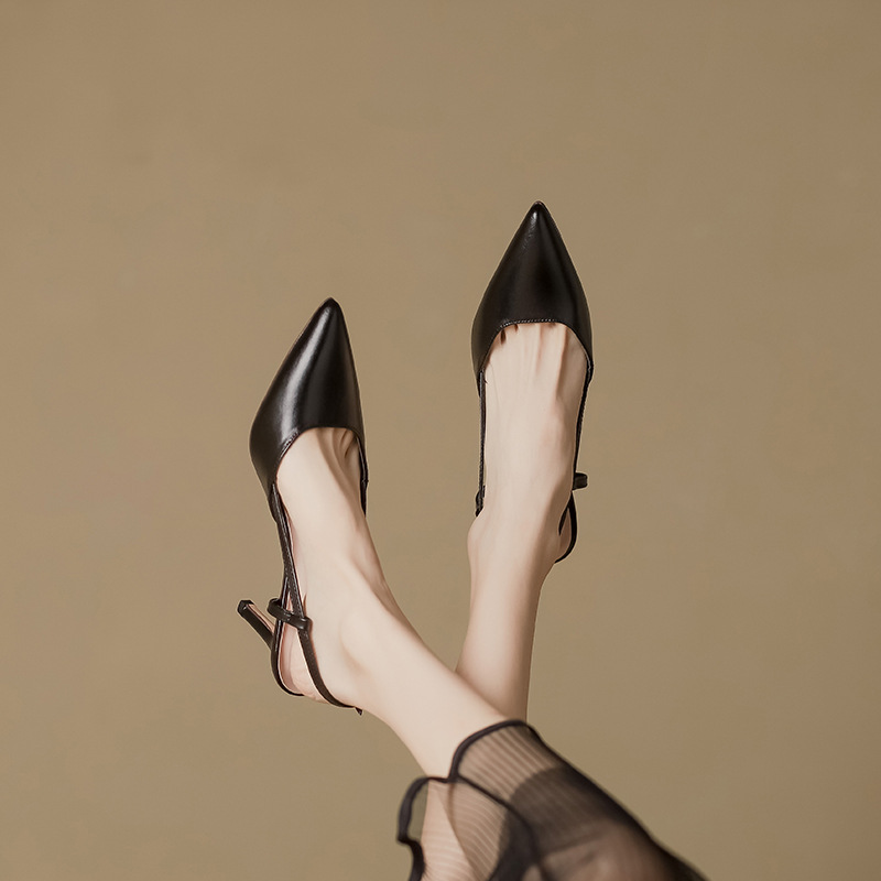 High Heel Pointed Sandals For Women With Single Strap In Black_voghion.com