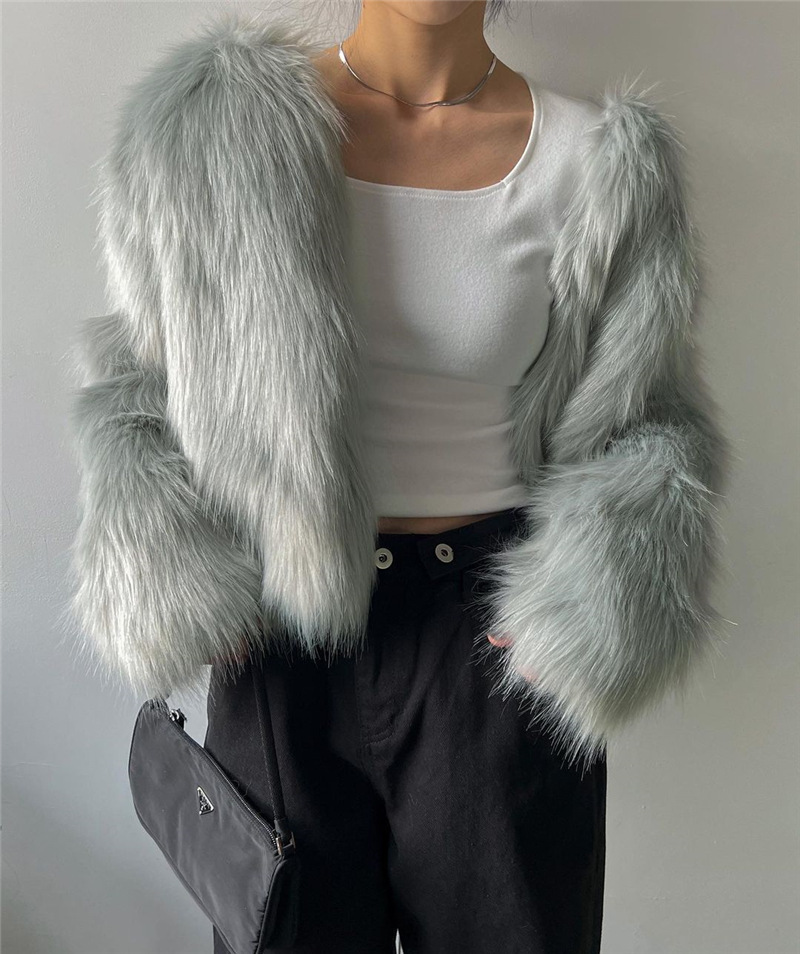 Damen Kurzmantel Aus Kunstfell In Taillierter Passform Elegant_voghion.com