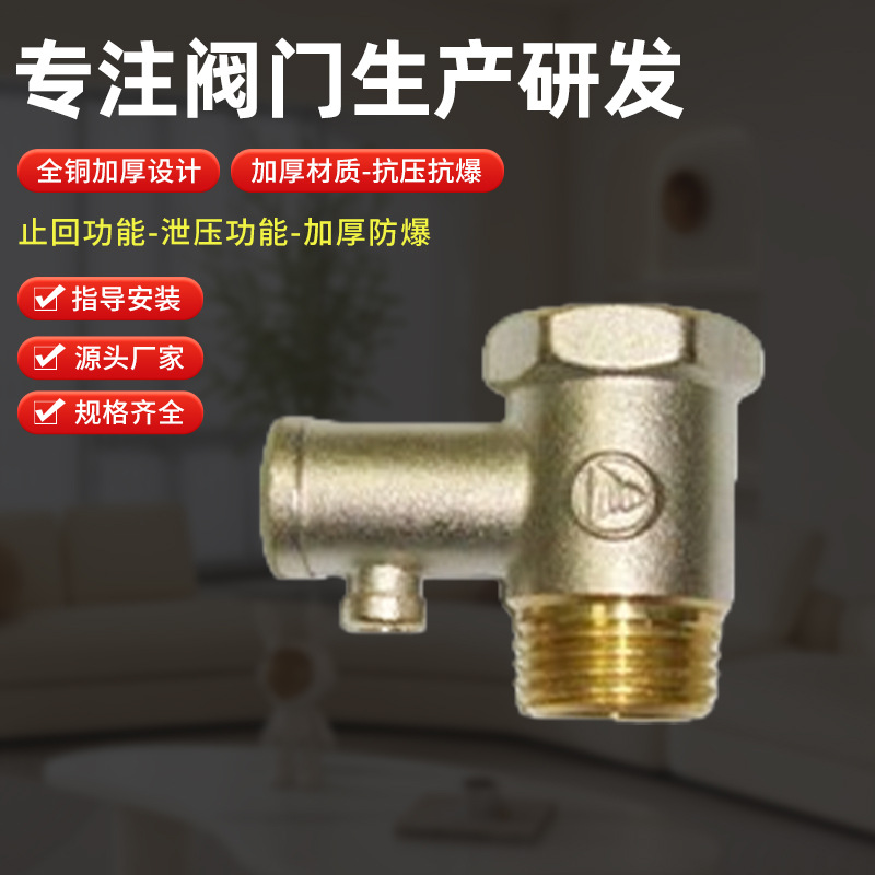 全铜加厚热水器安全阀外螺纹本色泄压阀电热水器安全阀