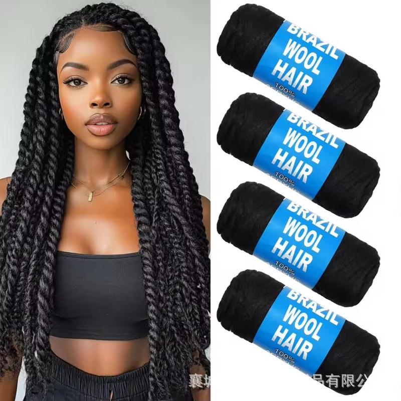 Afro Brazilian Wool Hair African Wig Braiding Wool Ball African Dreadlock Line Wig Silk