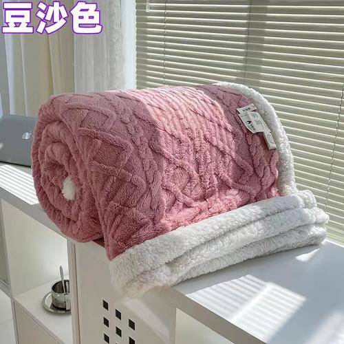 Cross-border live broadcast autumn and winter new style Tafurong solid color double layer thickened jacquard lamb velvet blanket group purchase wholesale and delivery