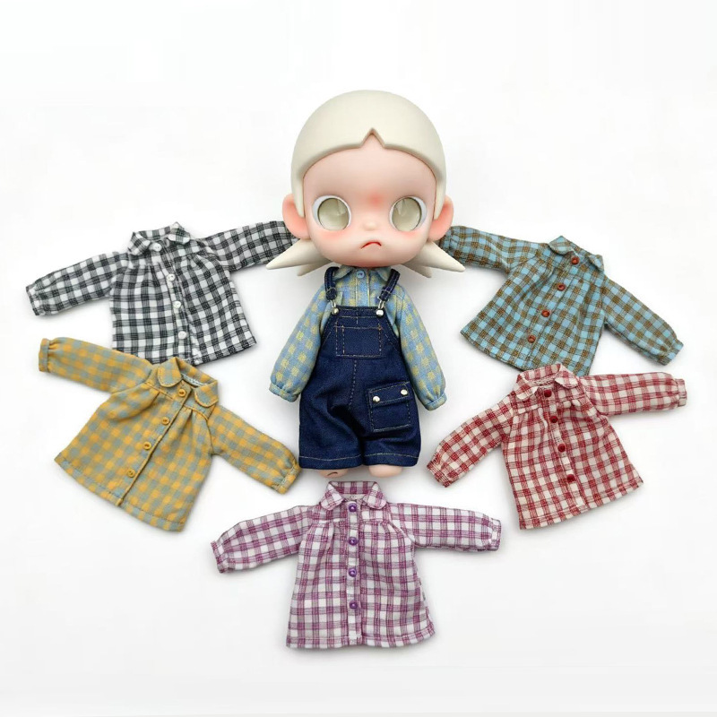 Zsiga's Dream Place Plaid Shirt Ob22 Ob24 Doll Clothes 1/8 Scale Gazi Sister Long-Sleeve Shirt Top