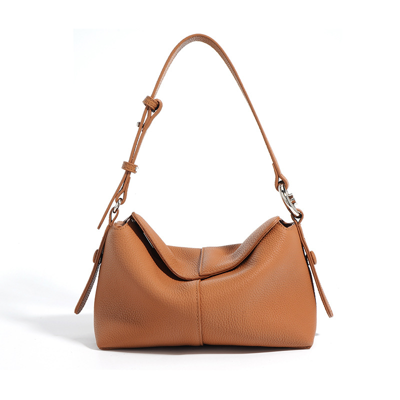 New Top Grain Cowhide Commuter Shoulder Pillow Bag, Niche Genuine Leather Crossbody High-End Large Capacity Handbag For Women - Thumbnail 6