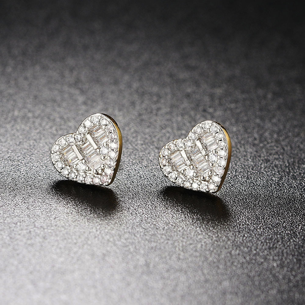 1 Piece 1 Pair Fashion Water Droplets Heart Shape Alloy Plating Rhinestones Zircon Womenu0027S Earri
