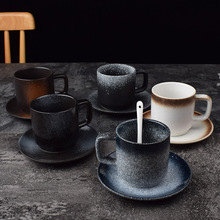 日式复古陶瓷咖啡杯碟套装马克杯带勺家用创意下午茶喝水杯子茶杯