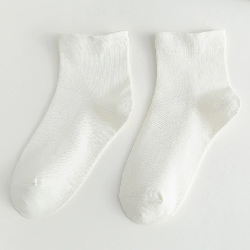 Mid-Length Socks (Tide) — White princess style, universal CN36–43, 6-pattern set