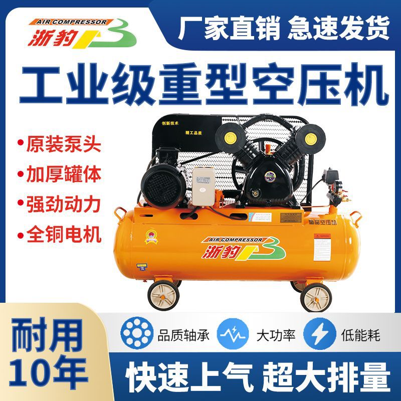 浙豹皮带空压机工业级380V大型高压打气泵汽修喷漆空气压缩机220V