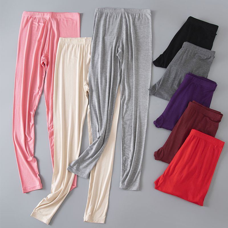 얇은 모달 가을 바지 여성용 스트레치 높은 허리 슬림 핏 바디 홈 파자마 팬츠 따뜻한 바지 플러스 사이즈