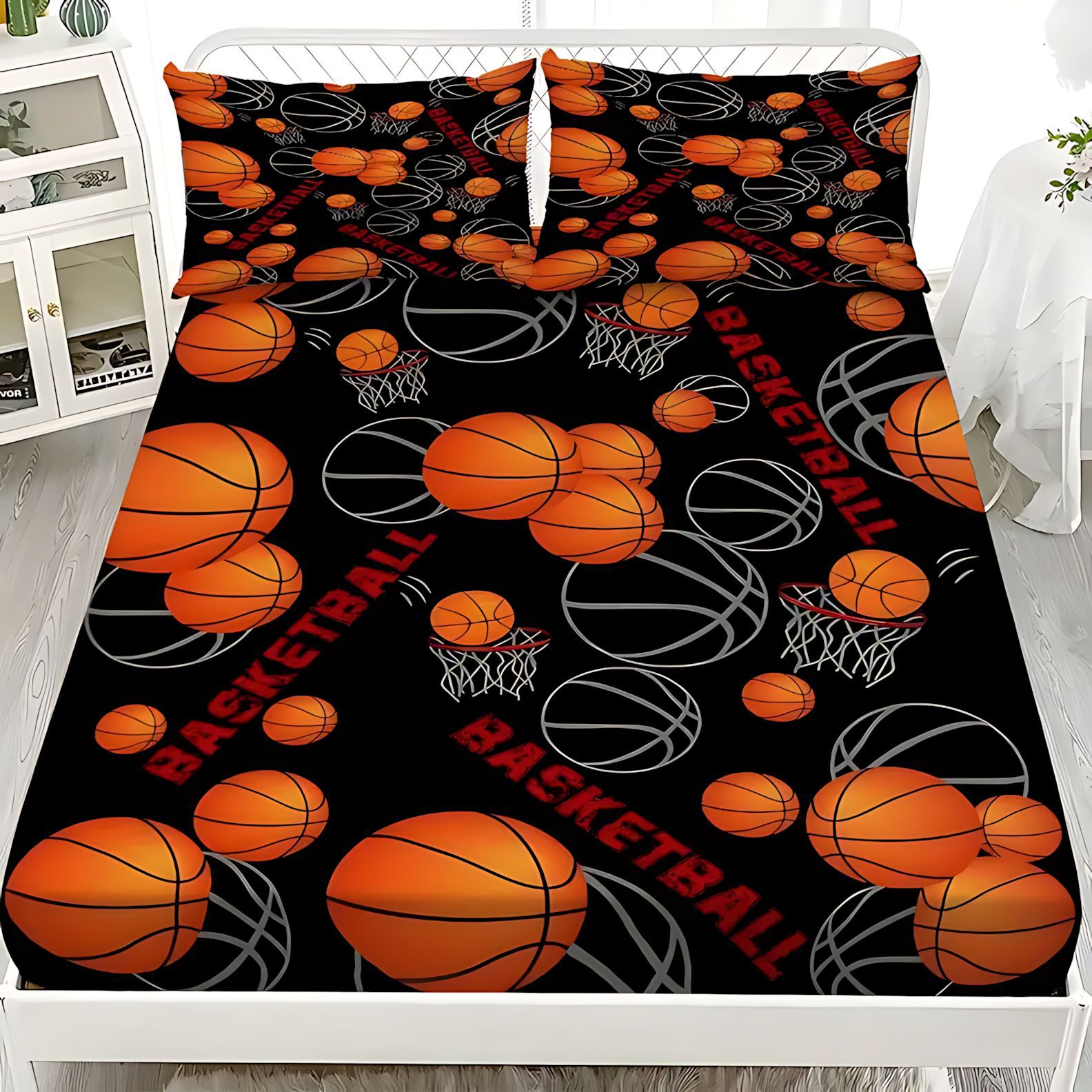 TEMU / JIT transfronterizo baloncesto deporte HD impresión digital abrasión cama gaza pillowcase set fuente fabricante